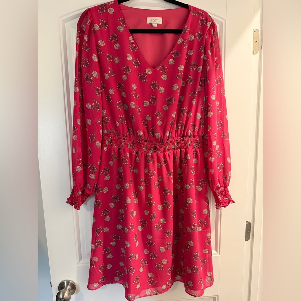 LOFT Pink Floral Dress